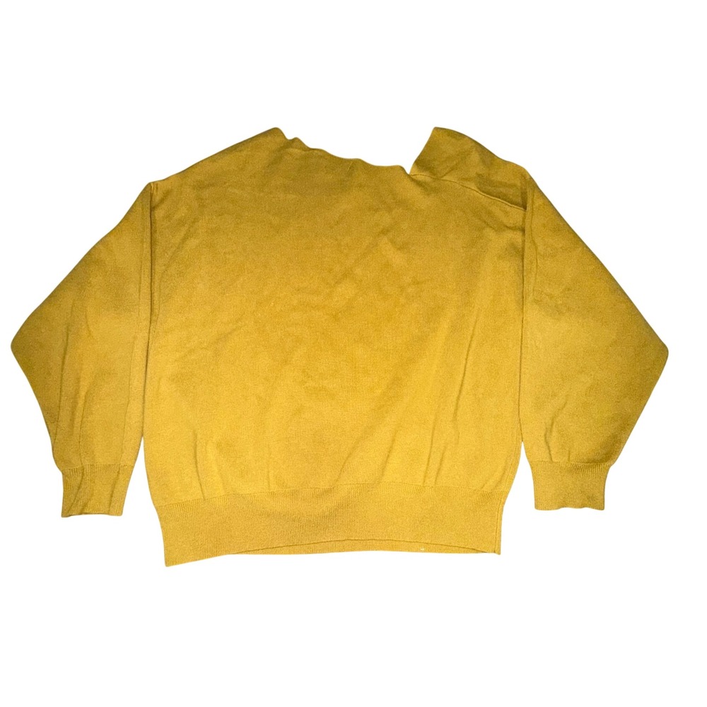 Oak Fort Mustard Yellow Asymmetrical Neckline‎ Knit Sweater Women's Size S - Picture 7 of 7